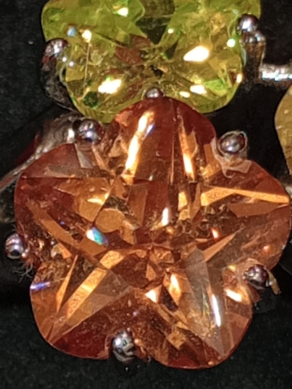 Park Lane Orange, Yellow & Green Crystal Flower Ring - Picture 9 of 14